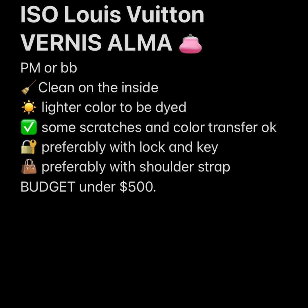 ISO Louis Vuitton Vernis Alma